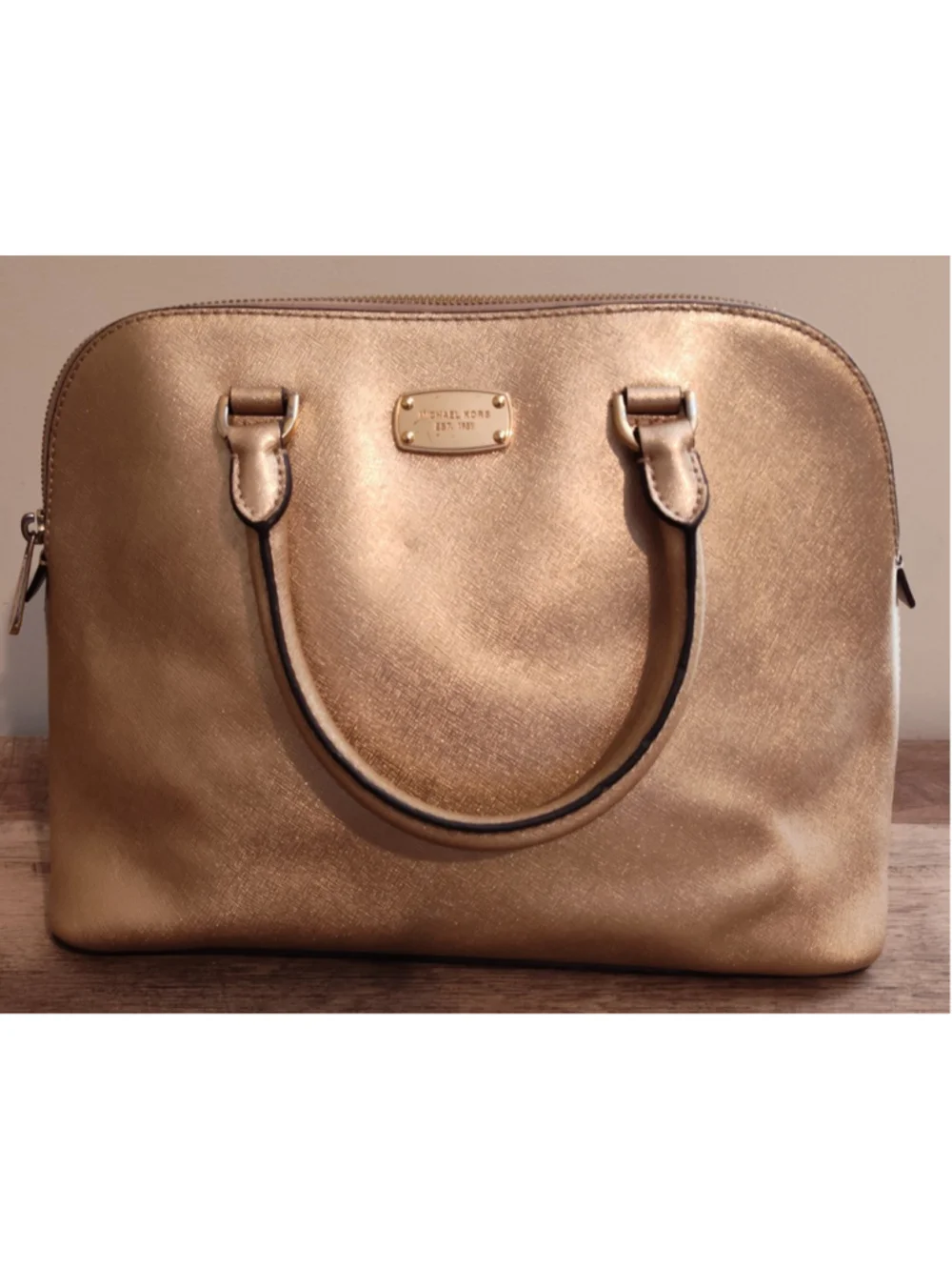 Michael Kors Gold Leather Satchel Handbag